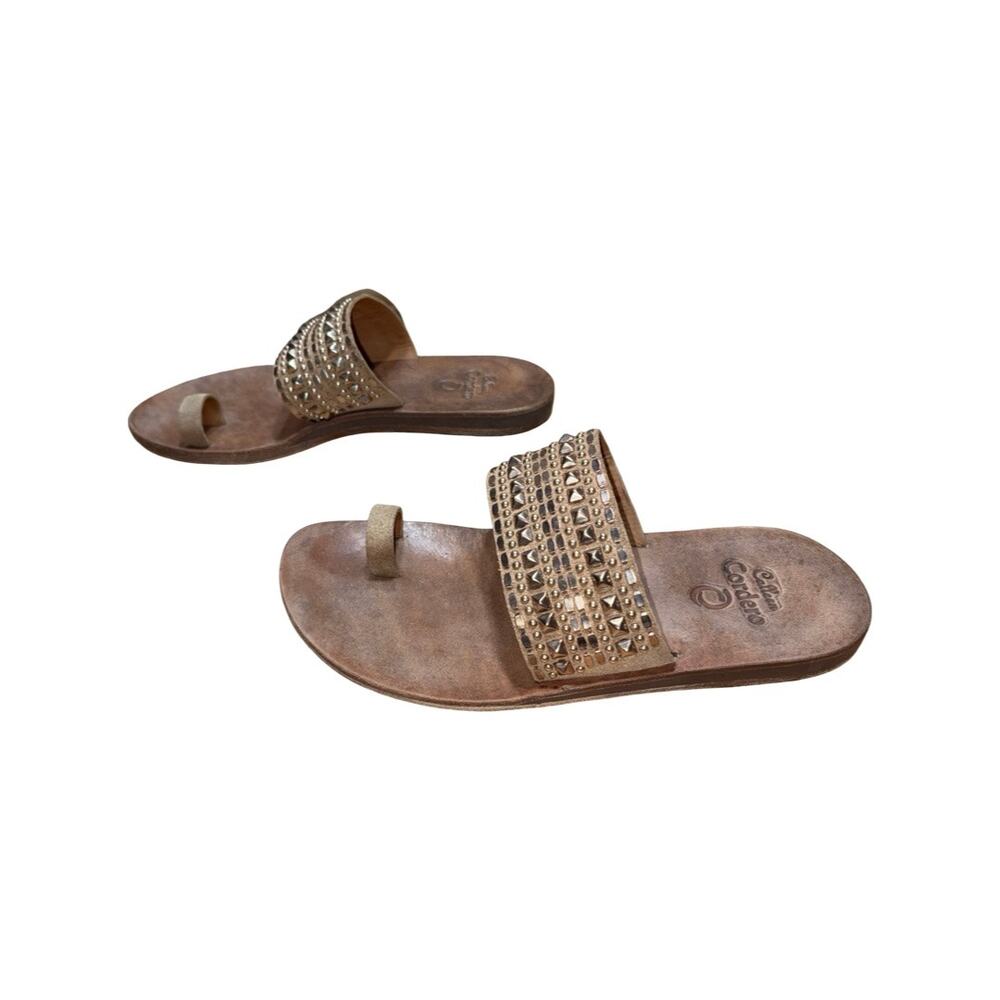 Calleen Cordero Tetra Brown Metal Studded Sandals Size: US 9 - Picture 4 of 6